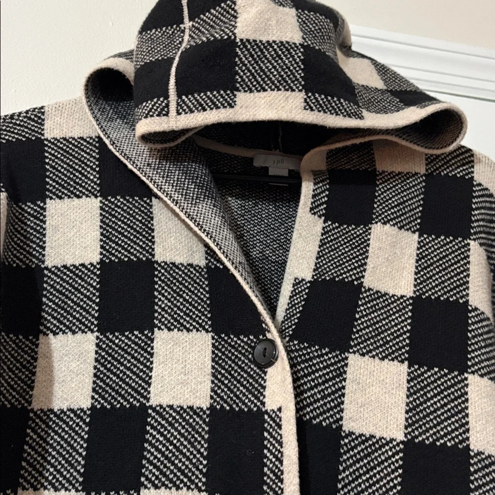 J. Jill Black and Cream Plaid Teddy Jacket - Picture 6 of 12